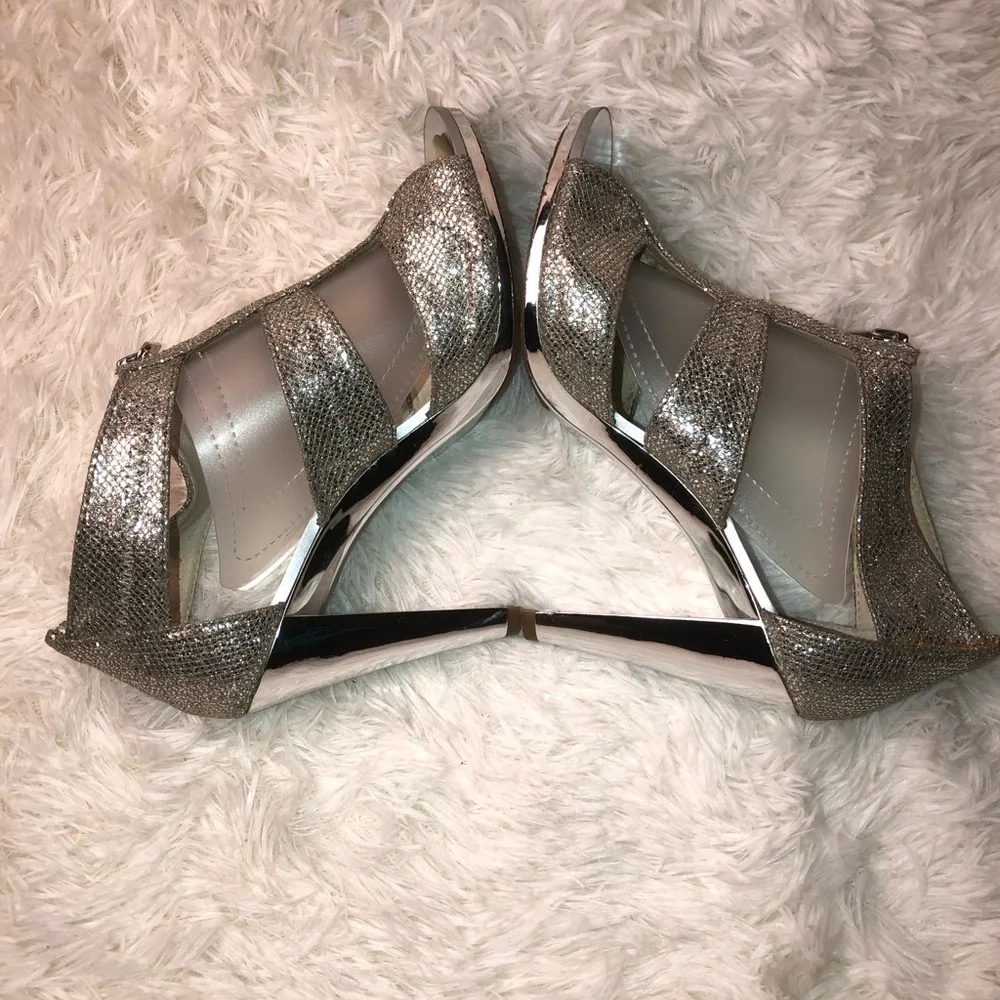 Michael Kors Silver Glitter High Heel Sandals